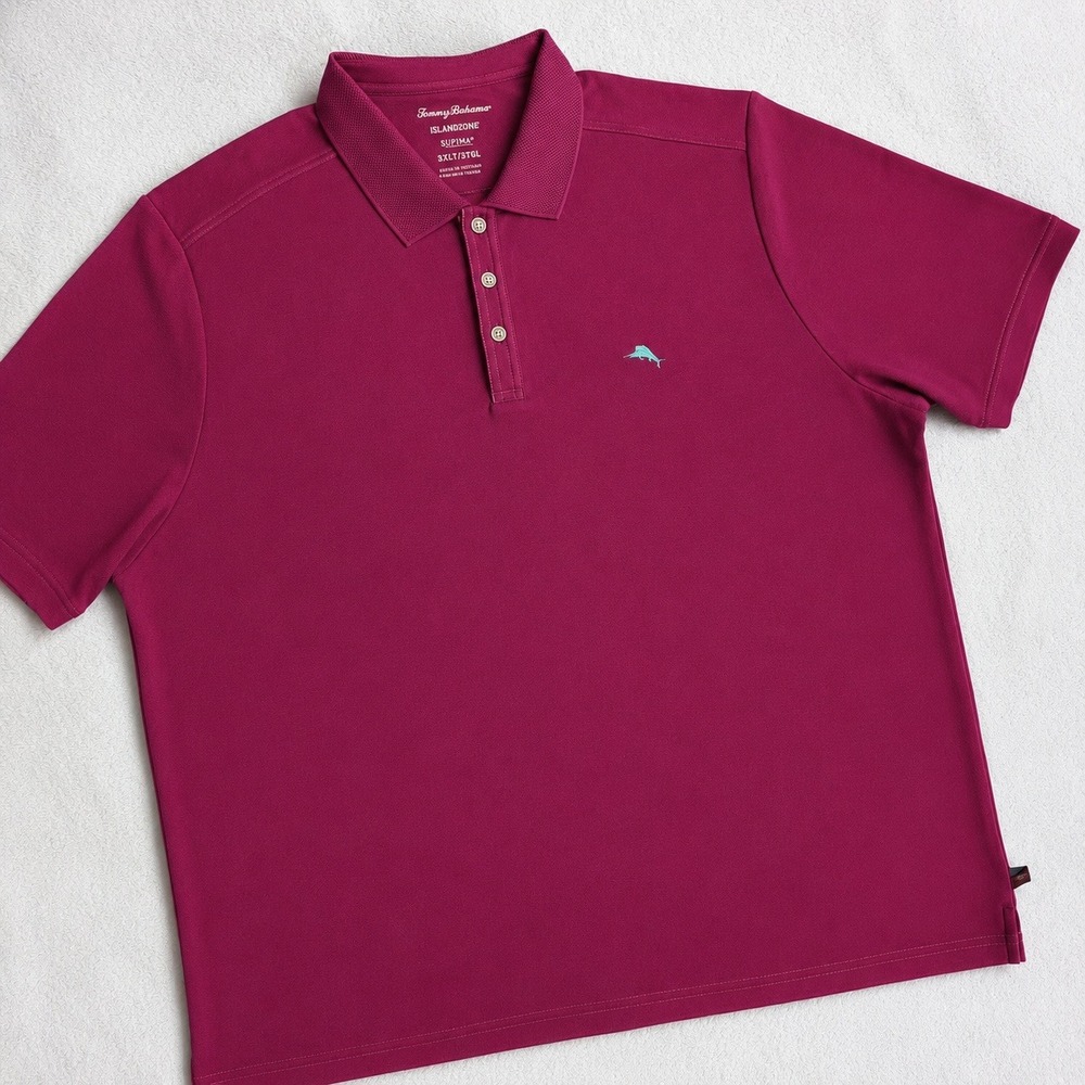 Tommy Bahama Polo Shirt Mens 3XLT‎ Magenta IslandZone Supima Cotton Golf Casual
